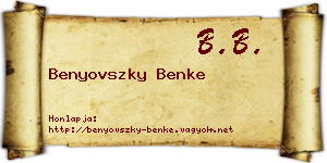 Benyovszky Benke névjegykártya
